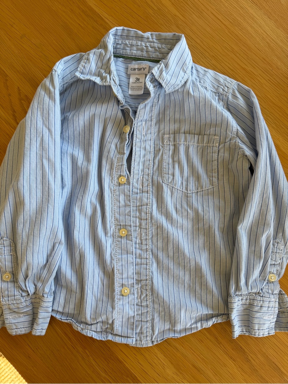 Carter's Blue and White Striped Button-Down Shirt